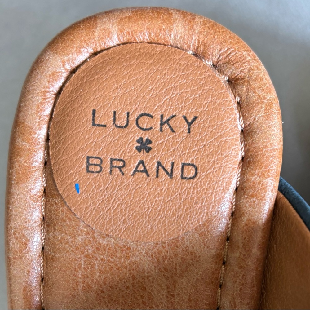 NEW! Lucky Brand Blue leather wedge shoes size 10 M - Picture 4 of 7